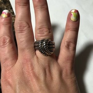 Lia Sophia Silver Rope Knot Ring size 8